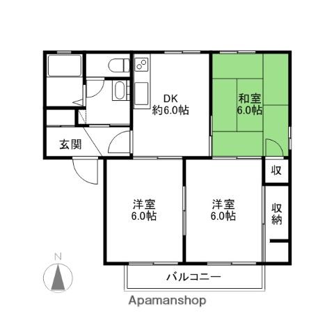 ニフティーパレスA・B・C(3DK/2階)の間取り写真