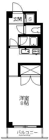 シルクロード前橋(1K/1階)の間取り写真