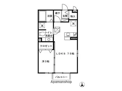 グリーンハイツ(1LDK/1階)の間取り写真