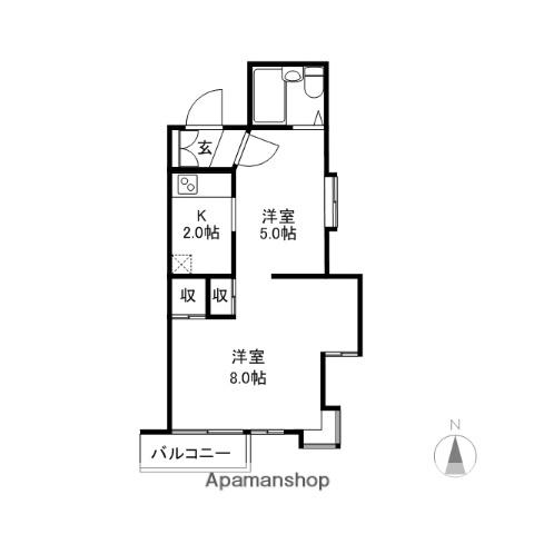 VILLA NOVA 小出(1DK/4階)の間取り写真