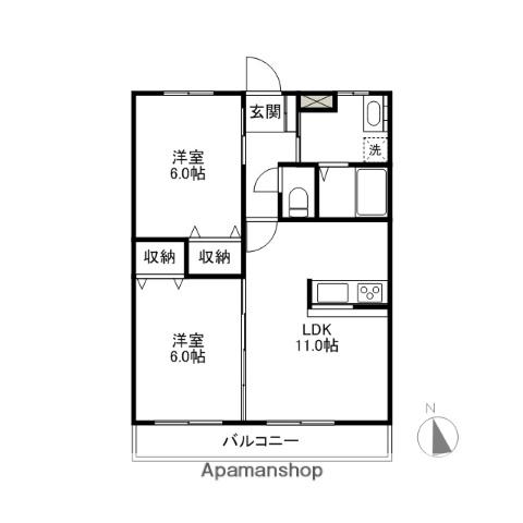 CASADELLANGOLO(2LDK/2階)の間取り写真