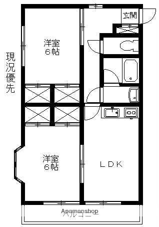 大沢ハイツ(2DK/1階)の間取り写真