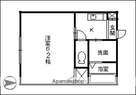 シタラハイツⅡ(1K/1階)の間取り写真