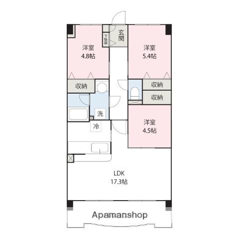 モジュールハート(3LDK/4階)の間取り写真