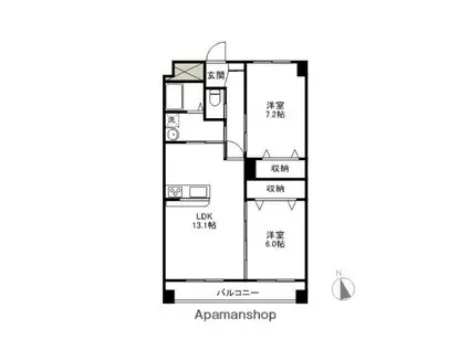 ライフォート明神(2LDK/3階)の間取り写真