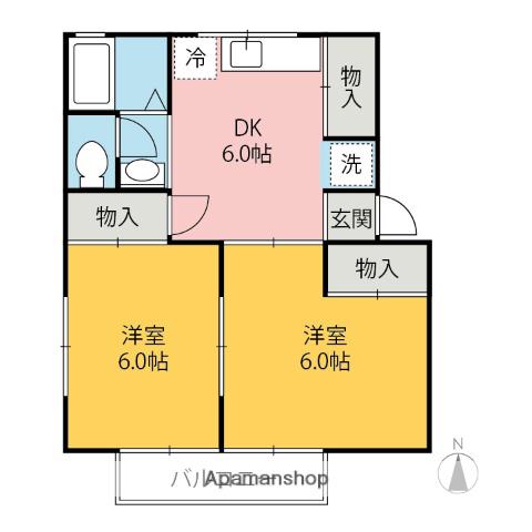 グリーンパレスA(2DK/2階)の間取り写真