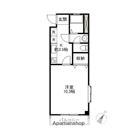 ベルエポックⅠ(1K/3階)の間取り写真