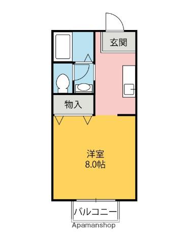 ウイング(ワンルーム/1階)の間取り写真
