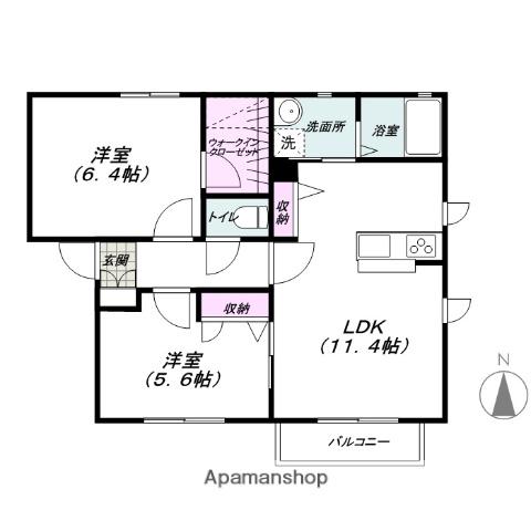 メゾン清里二番館B・C(2LDK/2階)の間取り写真