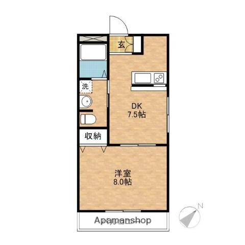 エトワール(1DK/2階)の間取り写真