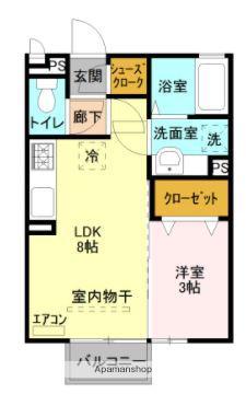 プレシャス前橋ABC(1LDK/2階)の間取り写真