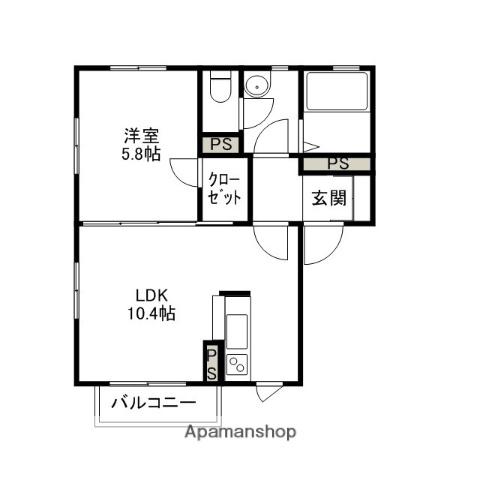 ラウンドパディーA・B・C・D(1LDK/2階)の間取り写真