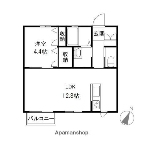 ノア下新田(1LDK/2階)の間取り写真