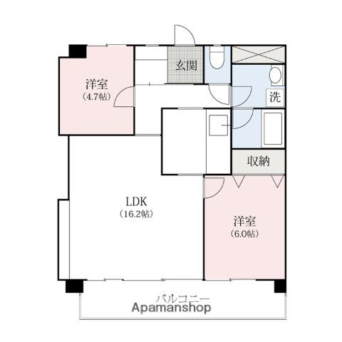 メゾン・ドゥ・フォレ(2LDK/6階)の間取り写真