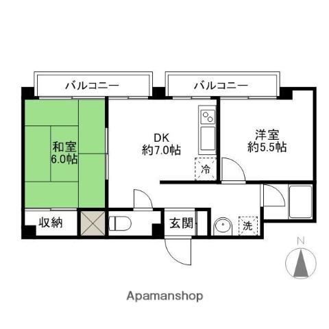 新前橋マンション(2DK/4階)の間取り写真