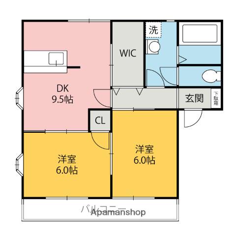 フィオレット(2DK/1階)の間取り写真