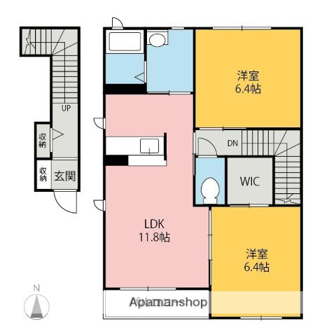 ヴィセオ・セ・ラ・ヴィ(2LDK/2階)の間取り写真