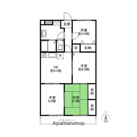 フラワーマンション(4DK/1階)の間取り写真