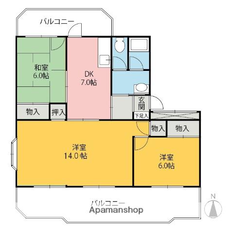 ハイムマルベリー(3DK/2階)の間取り写真