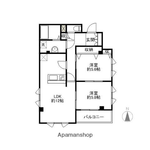 モンテスール(2LDK/2階)の間取り写真