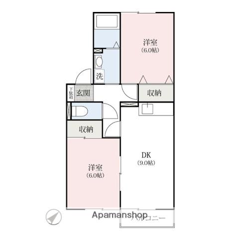 サニーコート(2DK/1階)の間取り写真