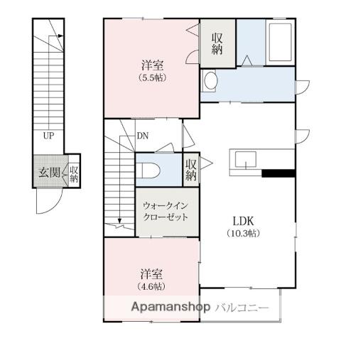 スクイムタウンA・E・F・G(2LDK/2階)の間取り写真