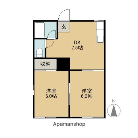 服部ハイツABC(2DK/2階)の間取り写真