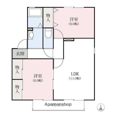 パルハウスⅡ(2LDK/1階)の間取り写真