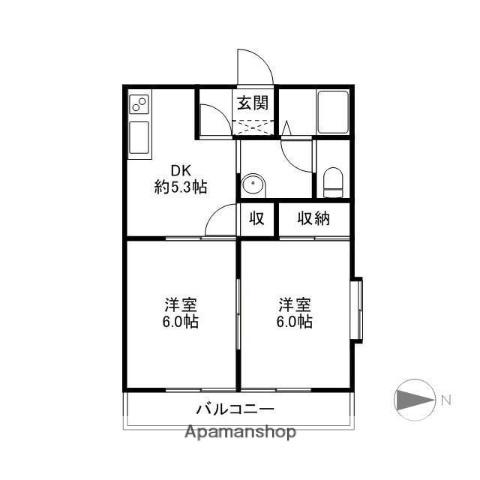 タカオハイツ(2DK/2階)の間取り写真