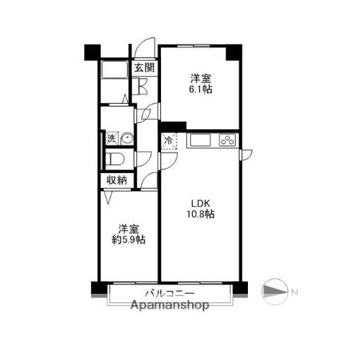 リエス前橋表町(2LDK/4階)の間取り写真