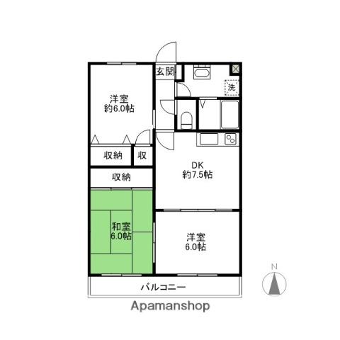 オークヒル関根(3DK/1階)の間取り写真