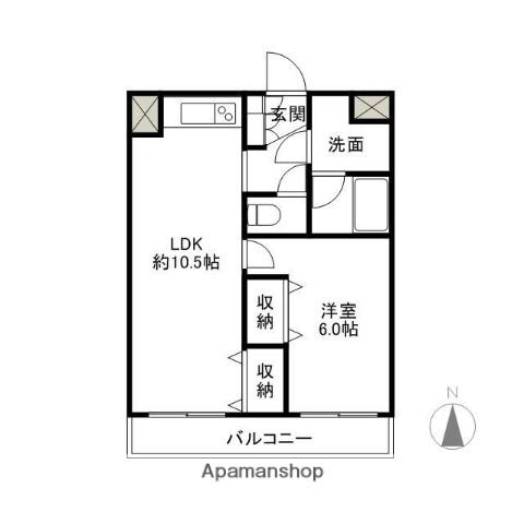 モンシェール前橋(1LDK/3階)の間取り写真