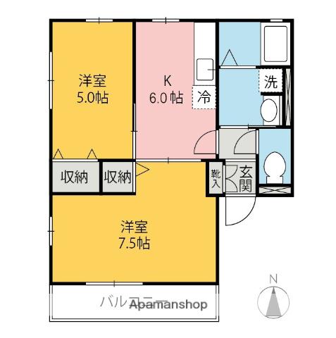 レトア絹香A・B(2DK/2階)の間取り写真