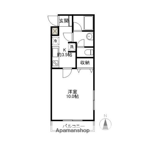 ベルエポックⅡ(1K/1階)の間取り写真