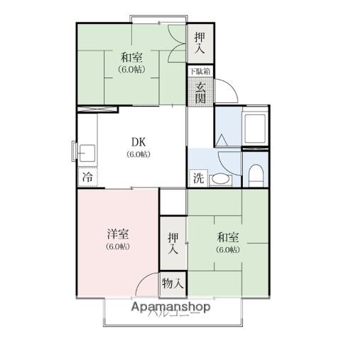 メゾンセジュールA・B(3DK/2階)の間取り写真