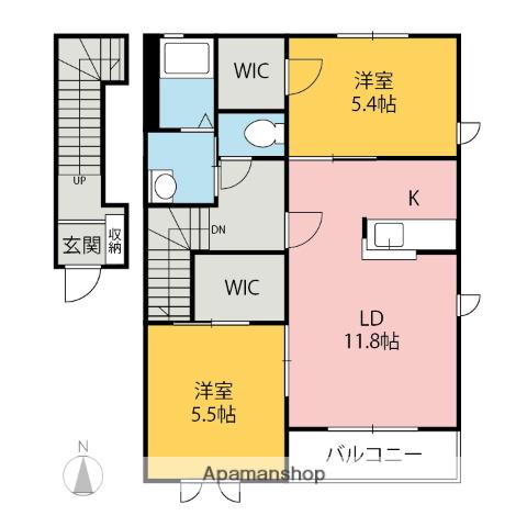 フォレスタA・B(2LDK/2階)の間取り写真