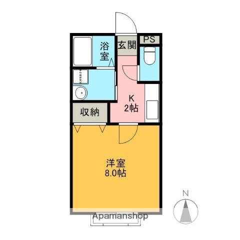 ハイツスピカ(1K/2階)の間取り写真
