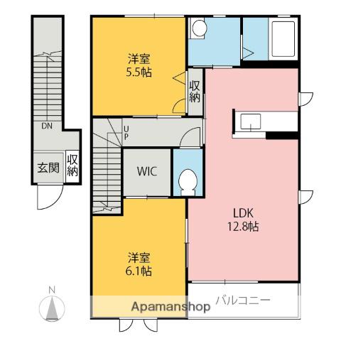 エズ・ヴィラージュ(2LDK/2階)の間取り写真