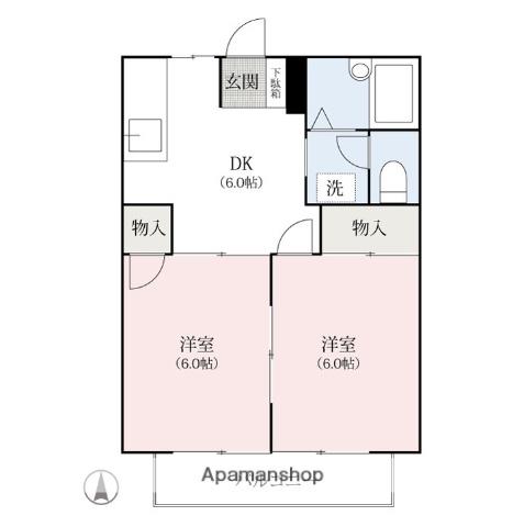 シティハイツルミネ(2DK/1階)の間取り写真