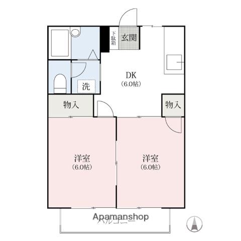シティハイツルミネ(2DK/1階)の間取り写真