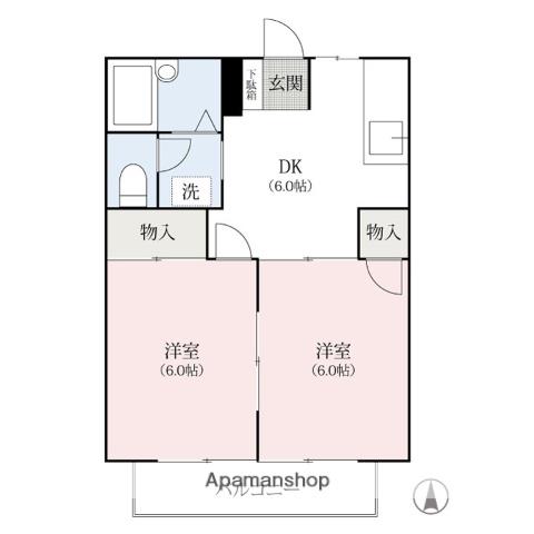 シティハイツルミネ(2DK/1階)の間取り写真