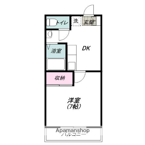 ハイツ北斗(1DK/2階)の間取り写真