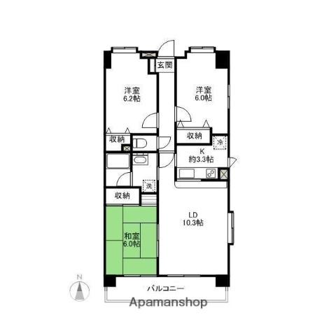 ライフコア前橋(3LDK/7階)の間取り写真
