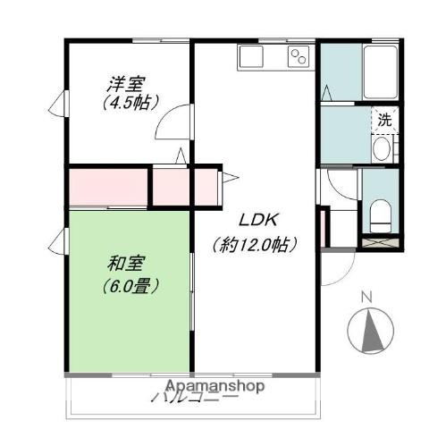 ビバーナムA・B(2LDK/1階)の間取り写真