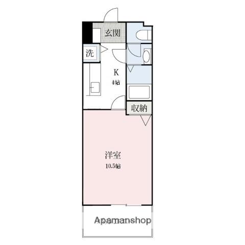 COCOハウス前橋(1K/4階)の間取り写真