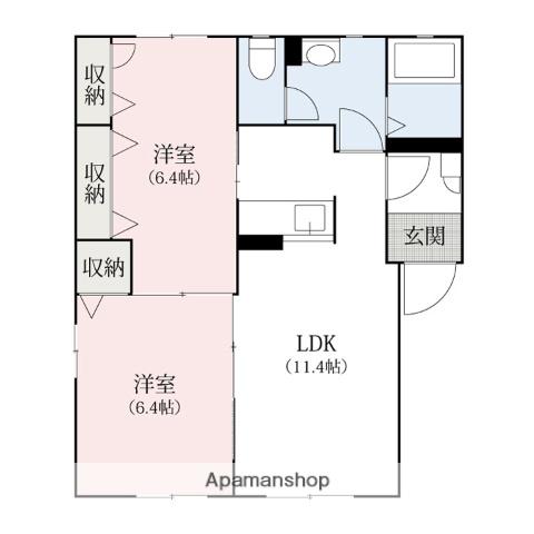 アークコート下大島Ⅰ・Ⅱ・Ⅲ(2LDK/2階)の間取り写真