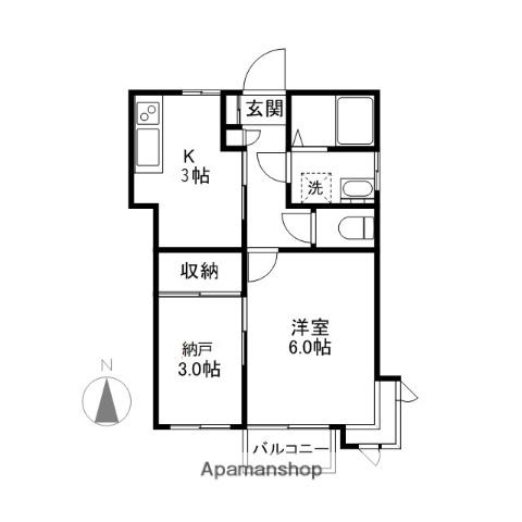 ハイツM Ⅰ・Ⅱ(1K/1階)の間取り写真