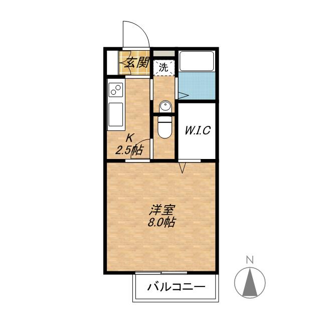 ルミエール日吉(1K/2階)の間取り写真