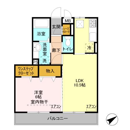 ハイグレードみずほ野(1LDK/3階)の間取り写真