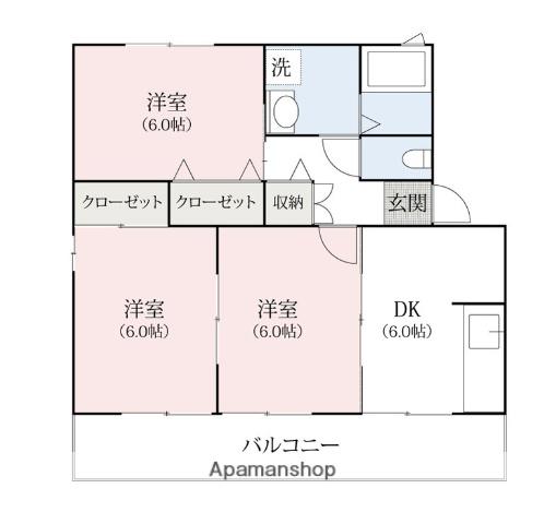 ヴィラソールA・B(3DK/1階)の間取り写真